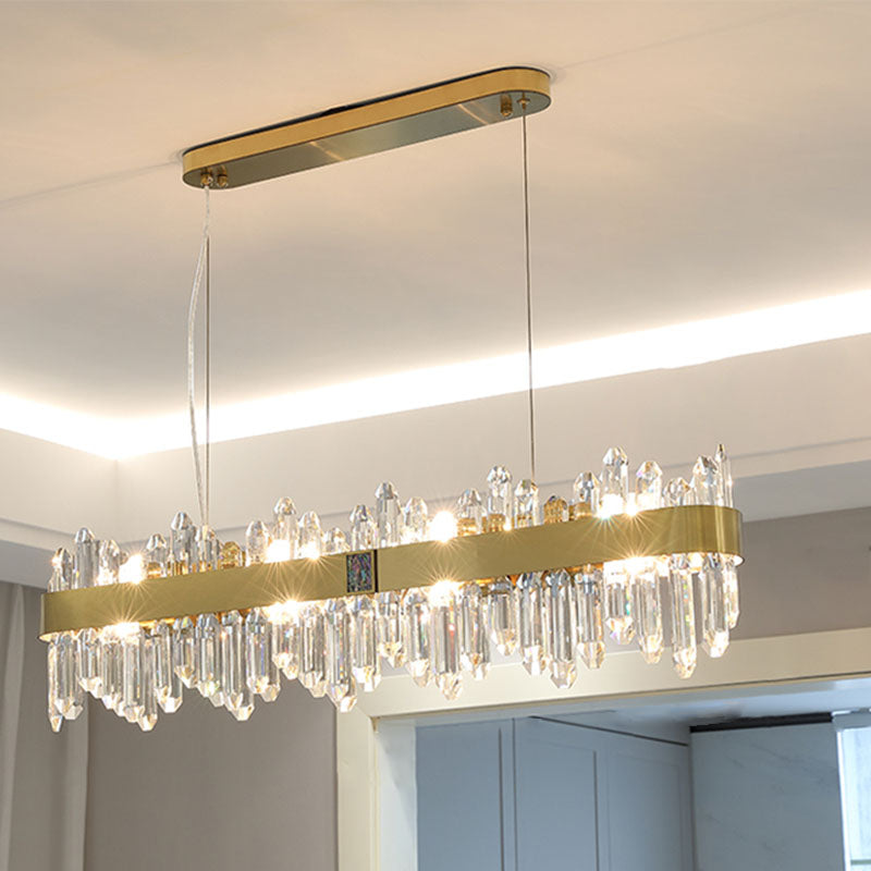 Post Modern Style Crystal Island Light Golden Simplicity Hanging Light for Dining Room