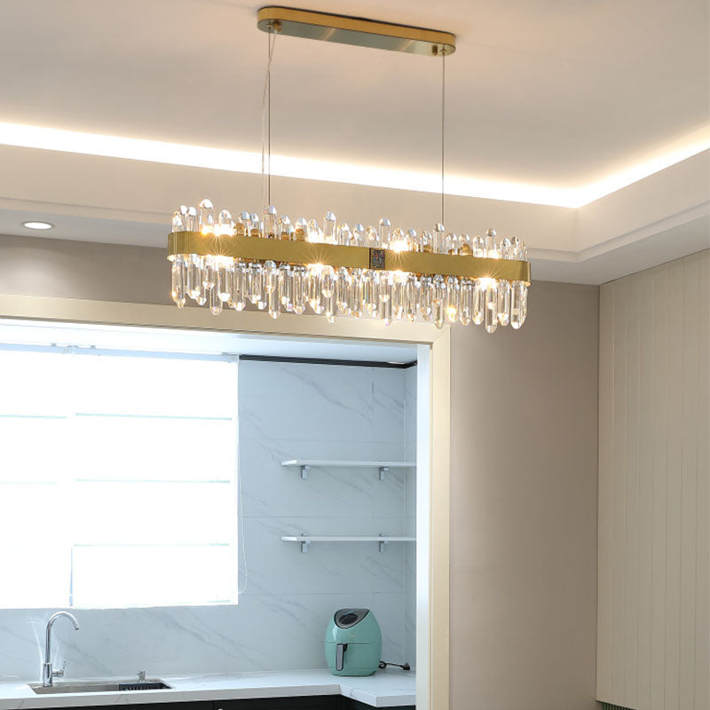 Post Modern Style Crystal Island Light Golden Simplicity Hanging Light for Dining Room