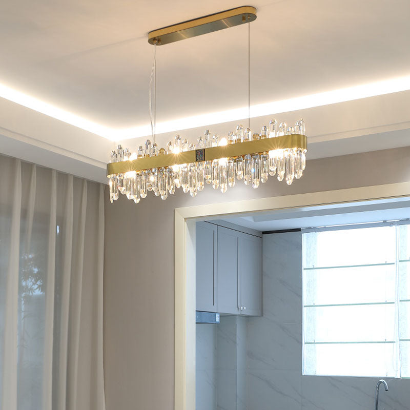 Post Modern Style Crystal Island Light Golden Simplicity Hanging Light for Dining Room