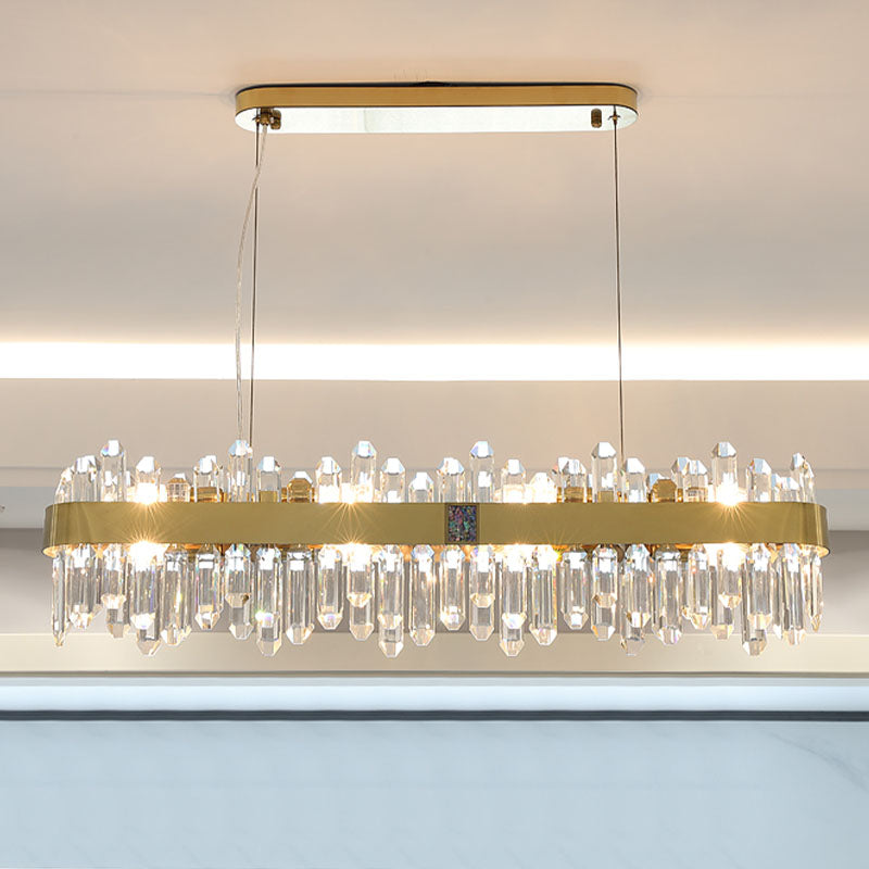 Post Modern Style Crystal Island Light Golden Simplicity Hanging Light for Dining Room