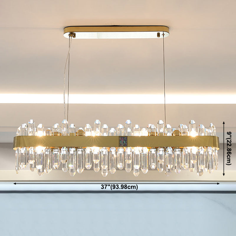 Post Modern Style Crystal Island Light Golden Simplicity Hanging Light for Dining Room
