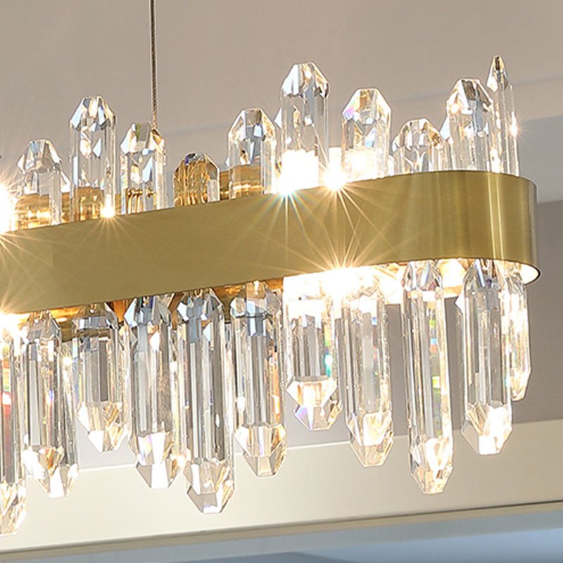 Post Modern Style Crystal Island Light Golden Simplicity Hanging Light for Dining Room