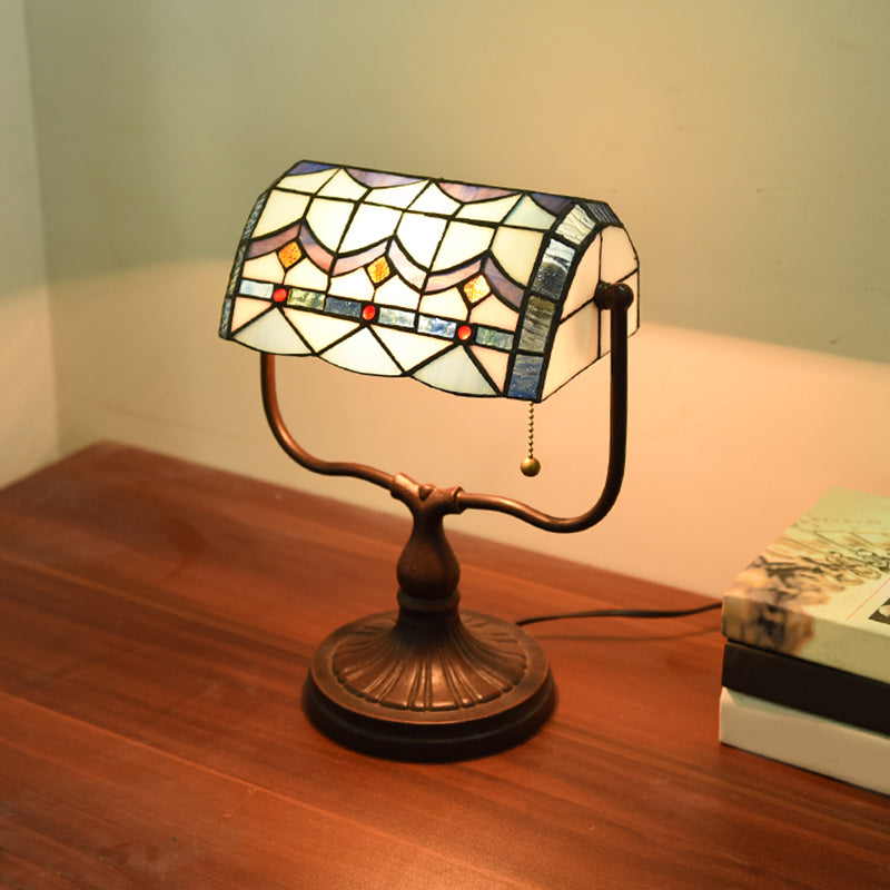 Halbzylindertischbeleuchtung 1-Licht-Buntglas antike Nachttischlampe für Bett