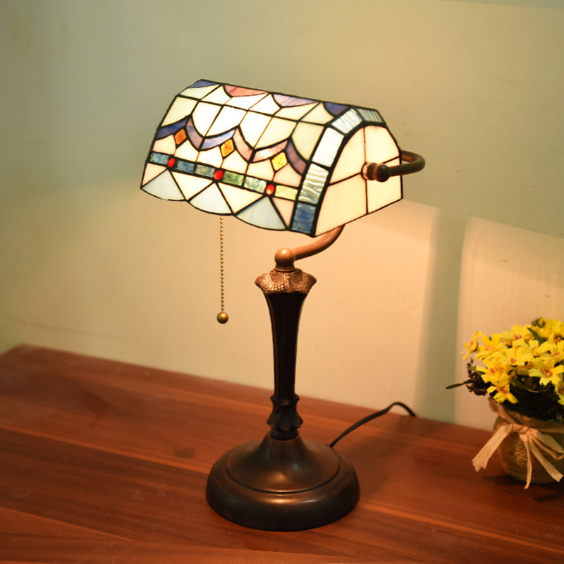 Halbzylindertischbeleuchtung 1-Licht-Buntglas antike Nachttischlampe für Bett