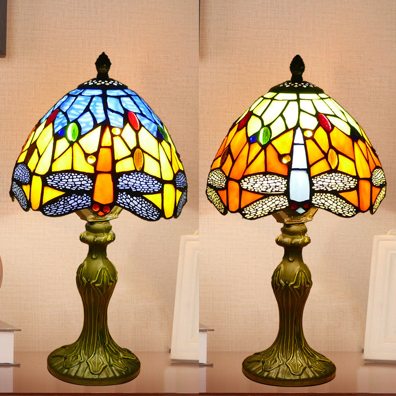 Schüssel Nachttisch Lampe Single-Bulb Buntglas Tiffany Tisch leichte Ideen für das Restaurant