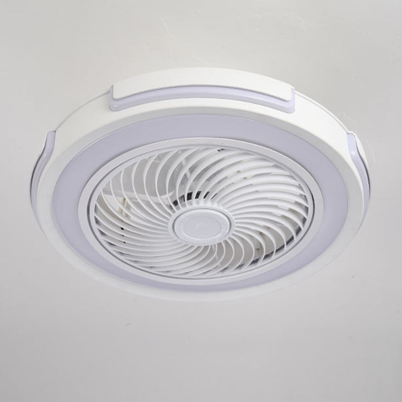 Nordic Circular Ceiling Fan Light Fixture Metallic Bedroom LED Semi Mount Lighting