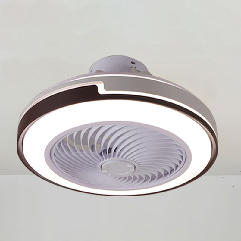 Round Flush Mount Ceiling Fan Nordic Metal Dining Room LED Semi Flush Light