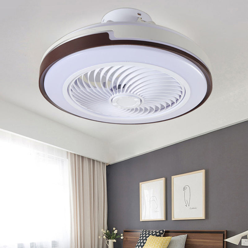 Round Flush Mount Ceiling Fan Nordic Metal Dining Room LED Semi Flush Light