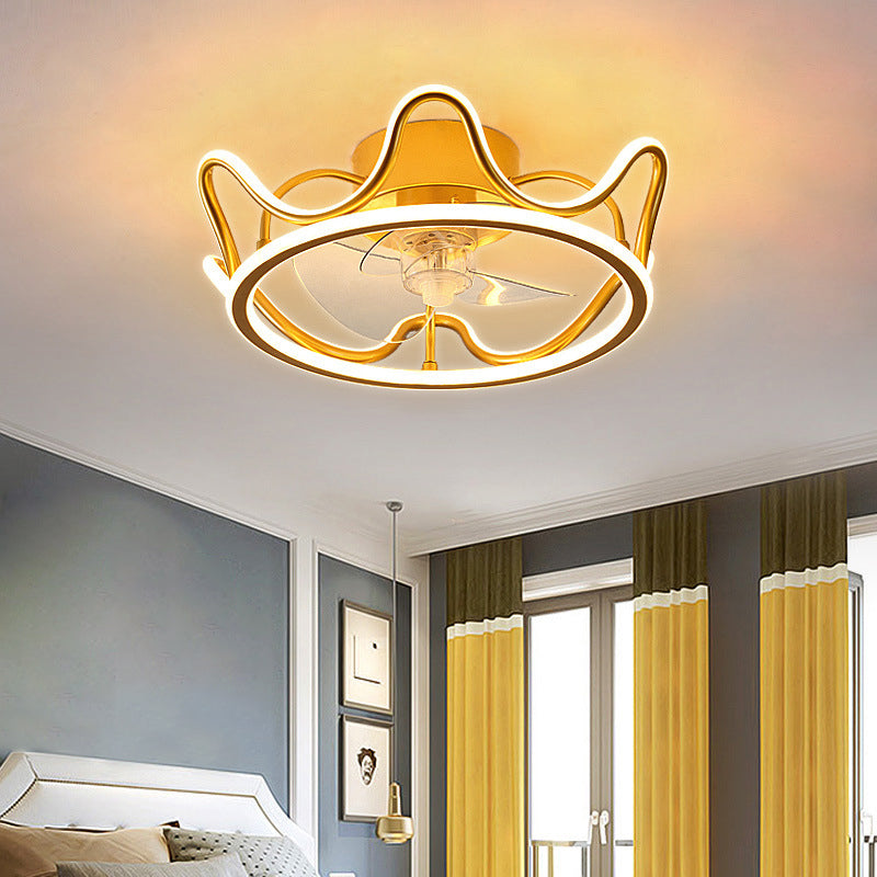 Kronenförmige Lüfterleuchte Deckenleuchte Minimalist Metall Schlafzimmer LED Semi Flush Mount