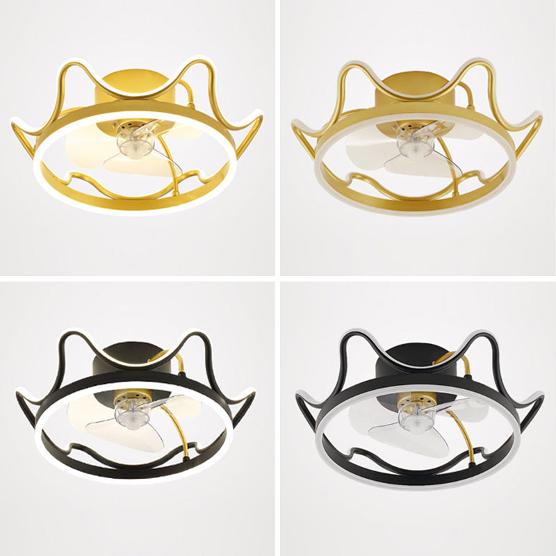 Kronenförmige Lüfterleuchte Deckenleuchte Minimalist Metall Schlafzimmer LED Semi Flush Mount