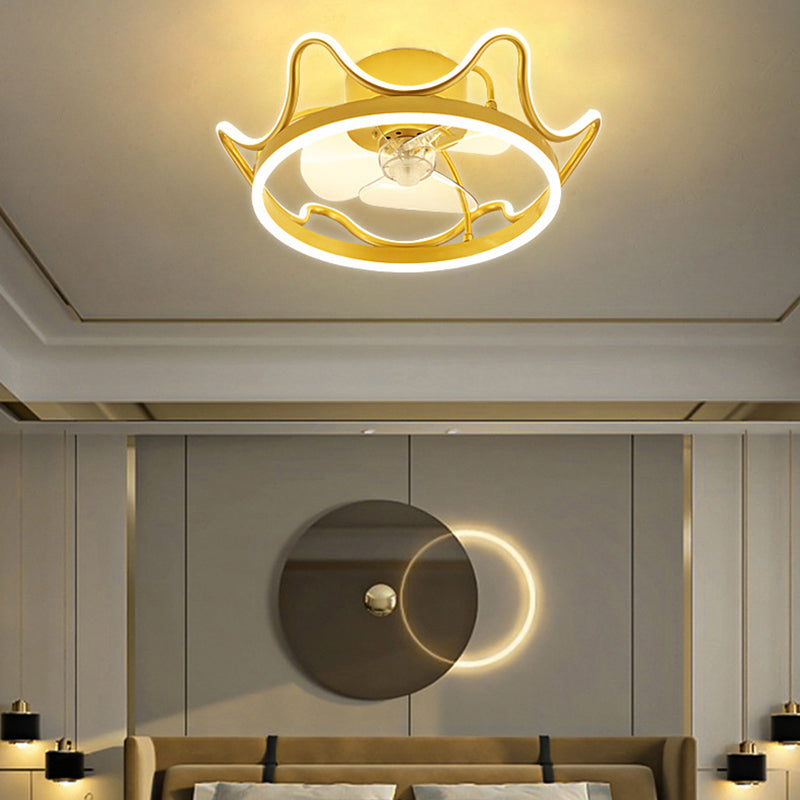 Kronenförmige Lüfterleuchte Deckenleuchte Minimalist Metall Schlafzimmer LED Semi Flush Mount