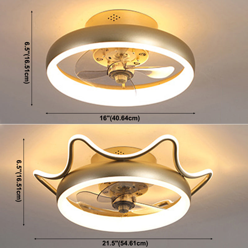 Gold Finish runde Deckenventilator Leuchteinfachheit LED Metal Halbmontage Beleuchtung für Schlafzimmer