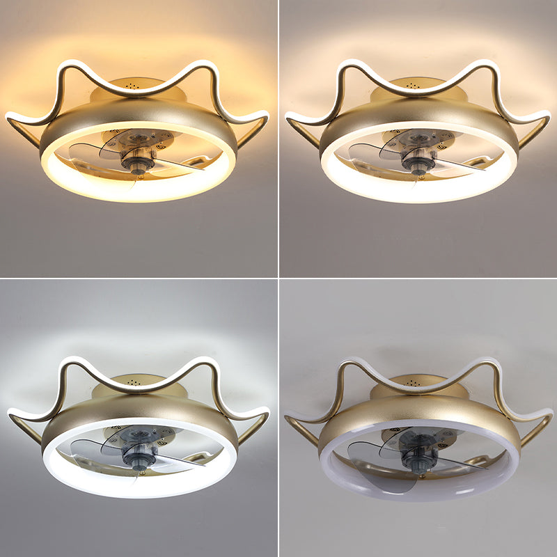Gold Finish runde Deckenventilator Leuchteinfachheit LED Metal Halbmontage Beleuchtung für Schlafzimmer