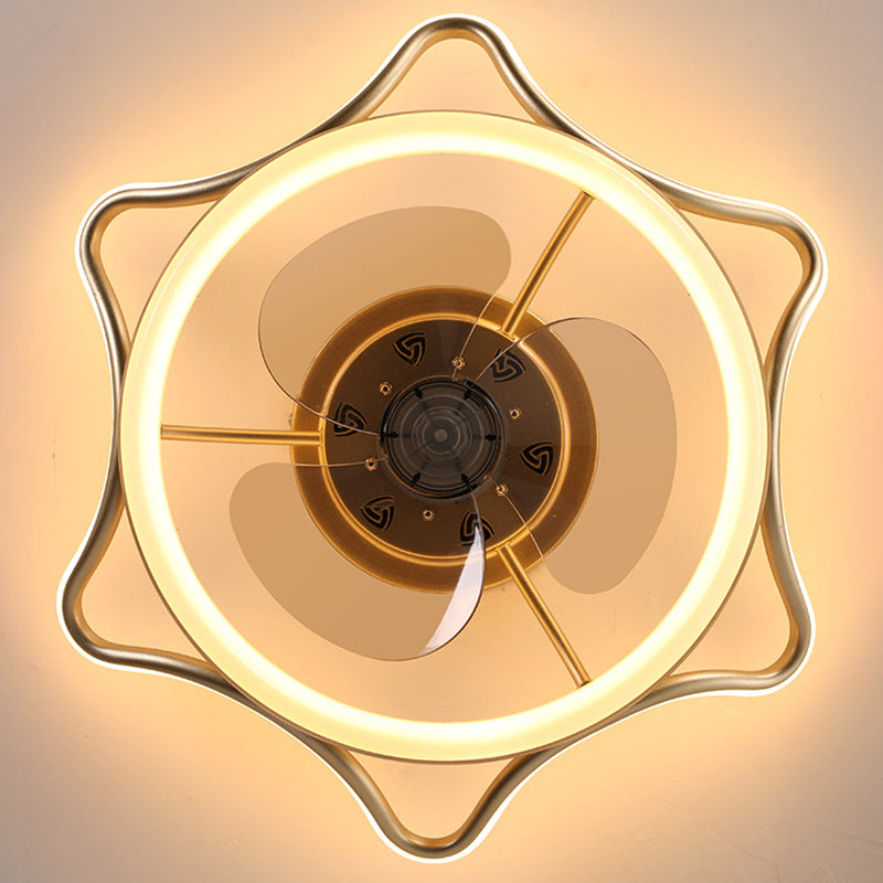 Gold Finish runde Deckenventilator Leuchteinfachheit LED Metal Halbmontage Beleuchtung für Schlafzimmer
