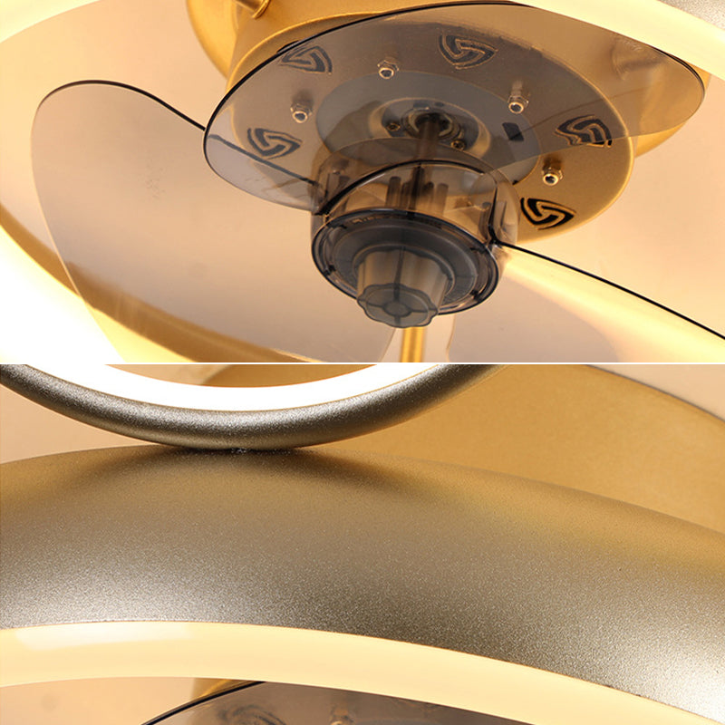 Gold Finish runde Deckenventilator Leuchteinfachheit LED Metal Halbmontage Beleuchtung für Schlafzimmer