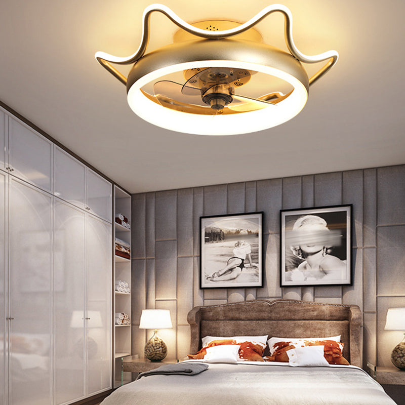 Gold Finish runde Deckenventilator Leuchteinfachheit LED Metal Halbmontage Beleuchtung für Schlafzimmer
