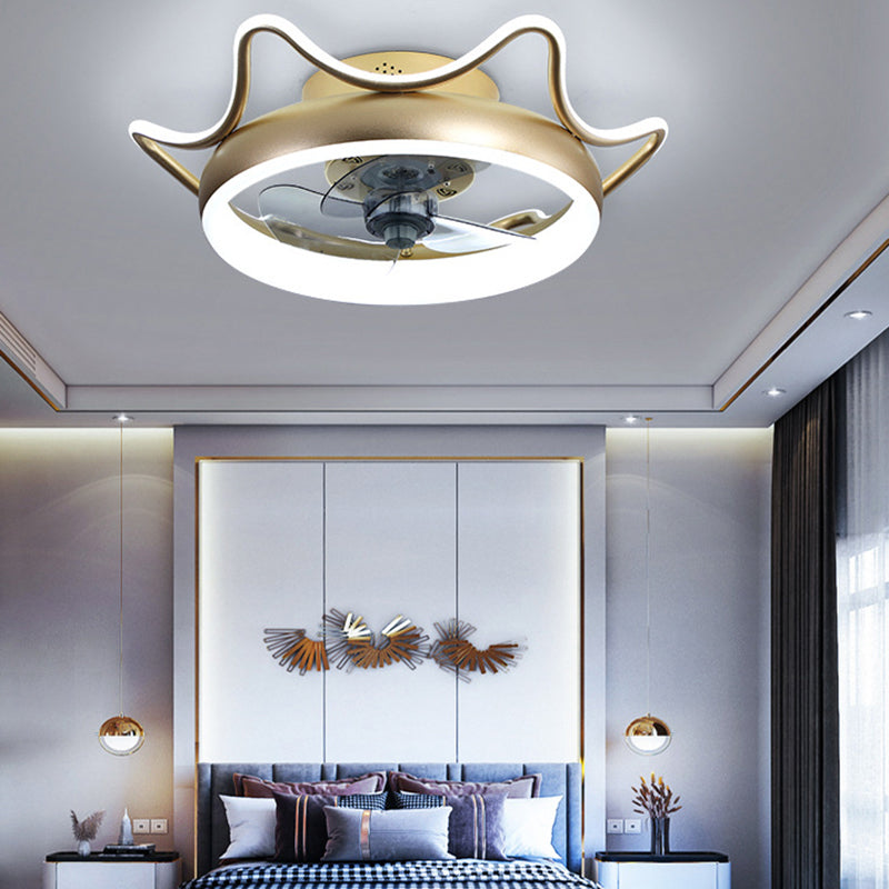 Gold Finish runde Deckenventilator Leuchteinfachheit LED Metal Halbmontage Beleuchtung für Schlafzimmer
