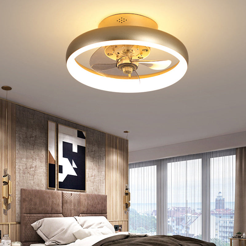 Gold Finish runde Deckenventilator Leuchteinfachheit LED Metal Halbmontage Beleuchtung für Schlafzimmer