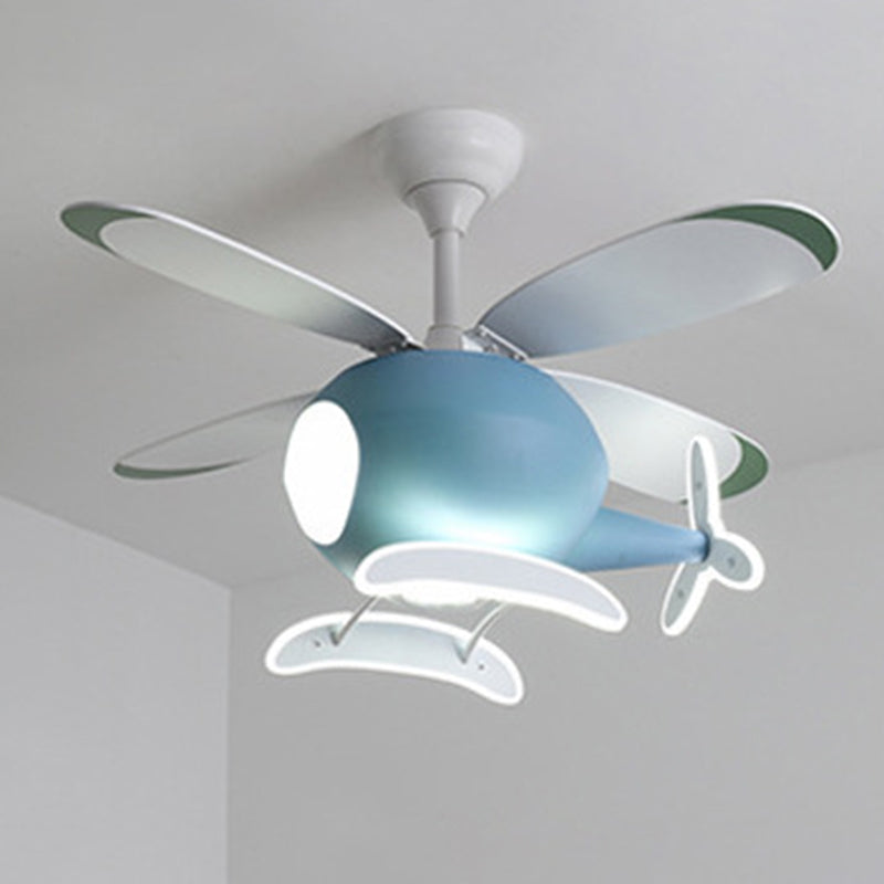 Kids Creative LED ventilateur léger avion en fer forgé lampe suspendue avec une teinte acrylique