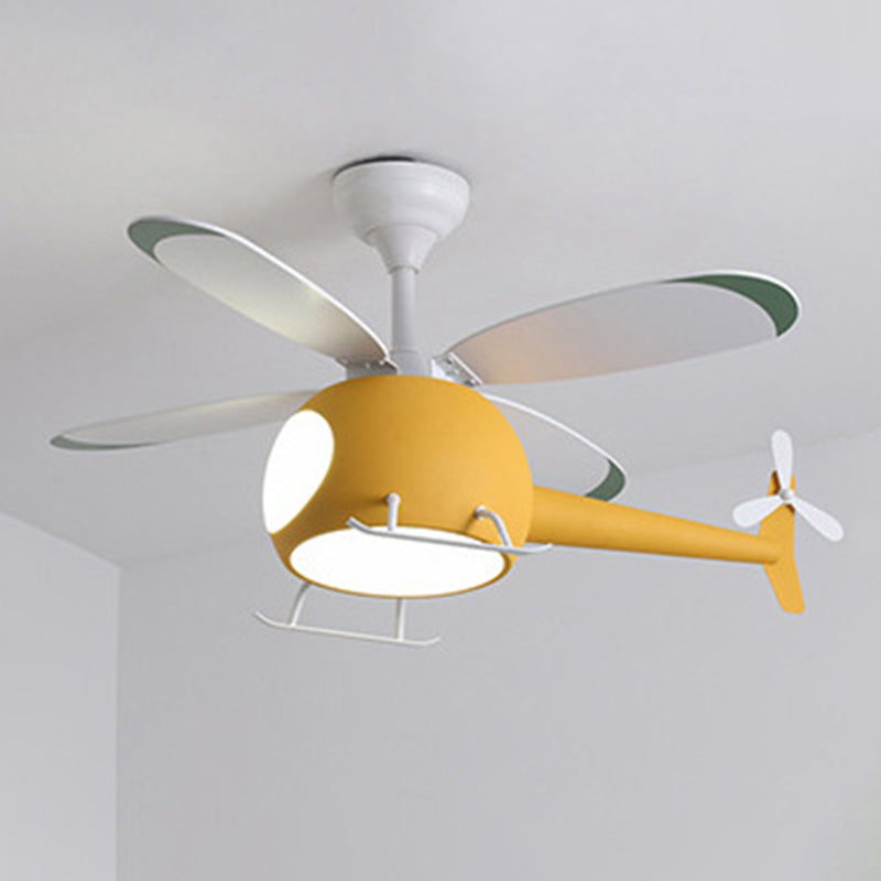Kids Creative LED ventilateur léger avion en fer forgé lampe suspendue avec une teinte acrylique