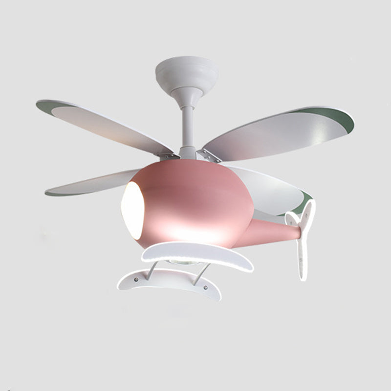 Kids Creative LED ventilateur léger avion en fer forgé lampe suspendue avec une teinte acrylique