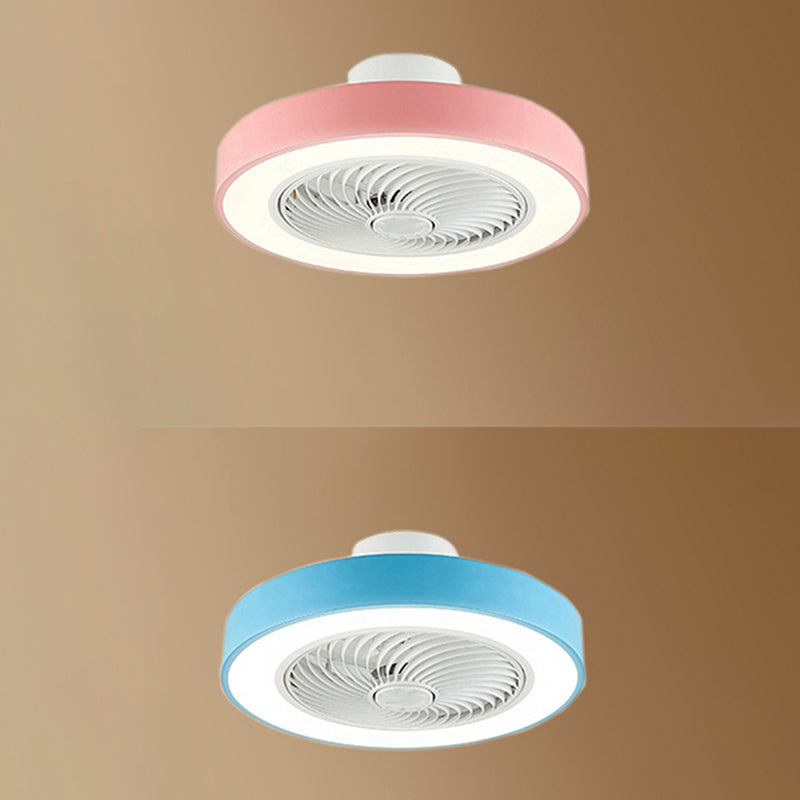 Acrylkreis -LED -Deckenventilatoren im modernen Eisenmakaron Deckenventilator Licht für Innenräume
