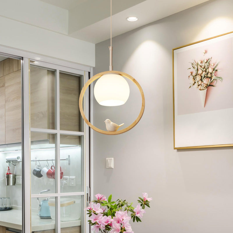 Holz nordisch moderne hängende Anhänger Licht 1-Licht-Tropfen Anhänger für Balkon