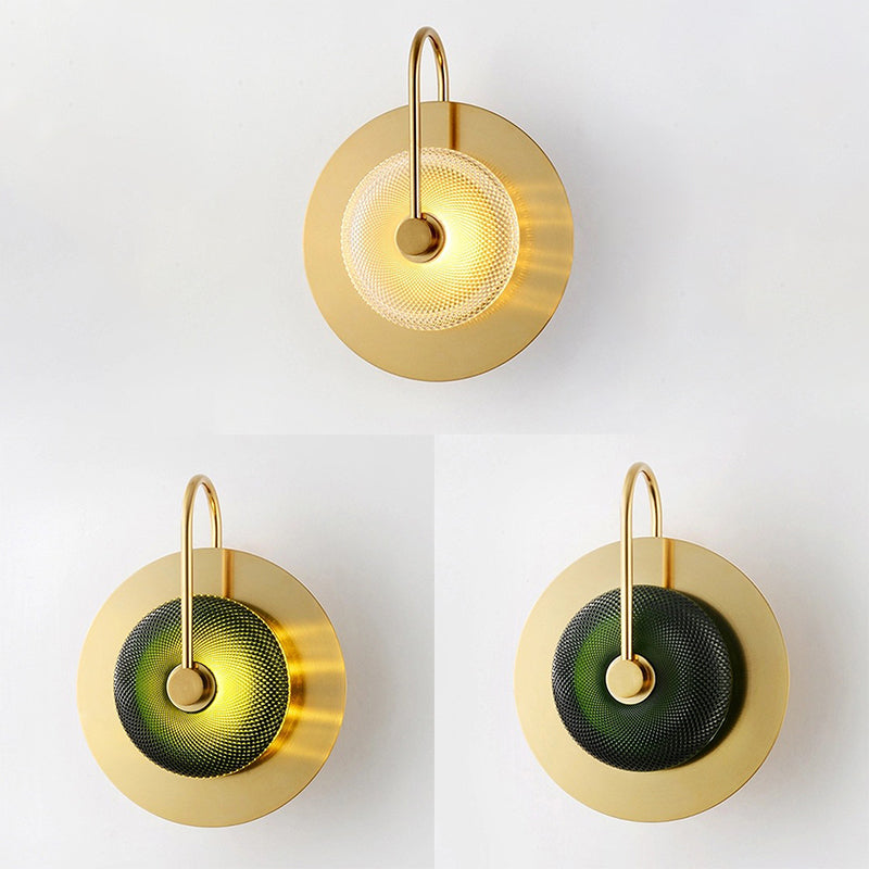 Modern Circle Wall Mounted Light Glass 1-Light Wall Lamps for Living Room