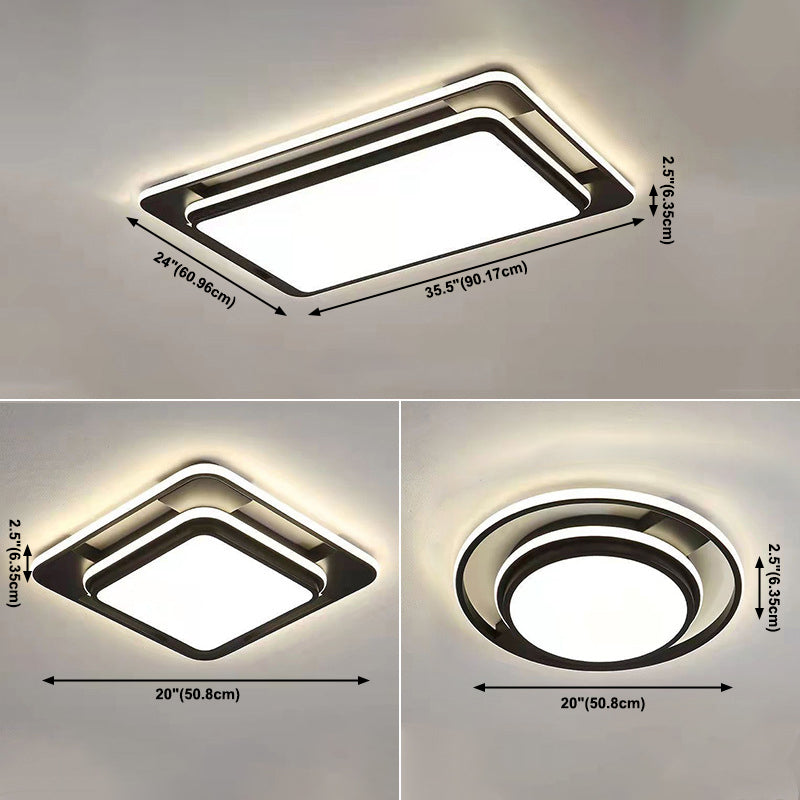 Black Modern Style Flush Ceiling Lights 1-Light Geometric Acrylic Flush Mount Fixture