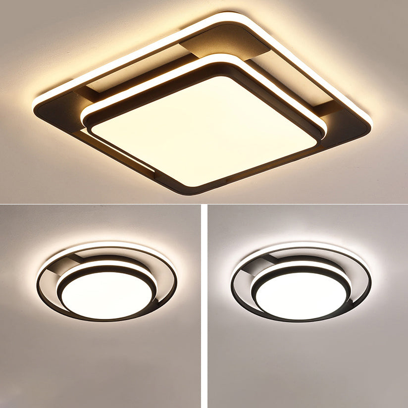 Black Modern Style Flush Ceiling Lights 1-Light Geometric Acrylic Flush Mount Fixture