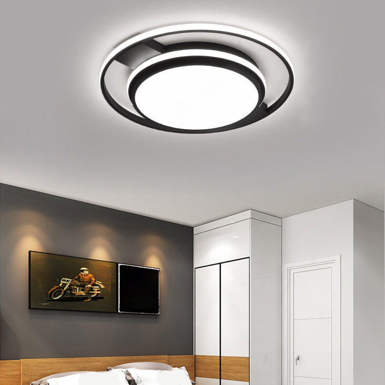 Black Modern Style Flush Ceiling Lights 1-Light Geometric Acrylic Flush Mount Fixture