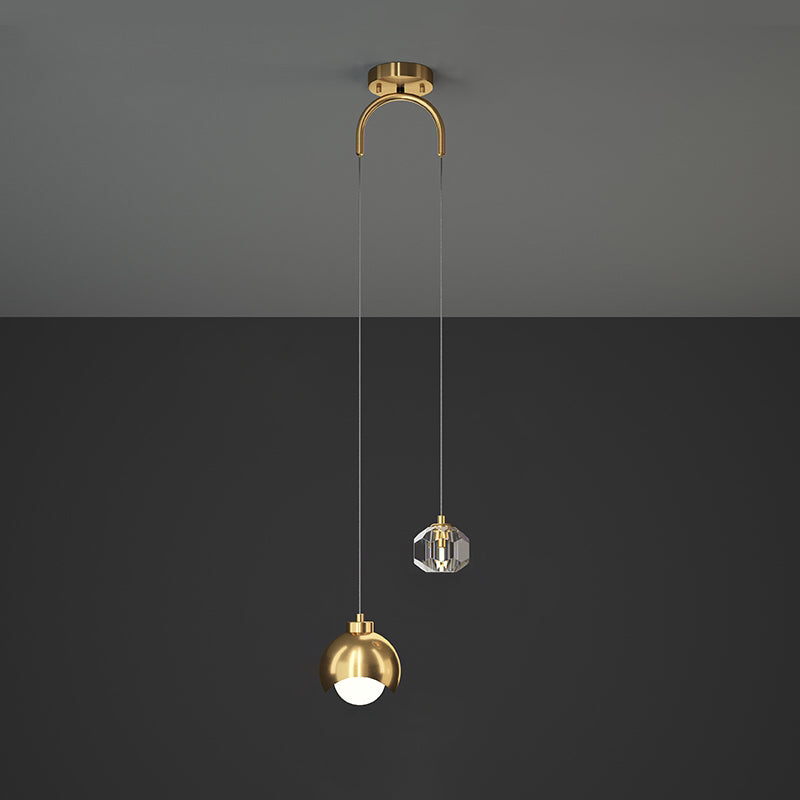Contemporary Hanging Ceiling Light Crystal 2-Light Ceiling Pendant Light