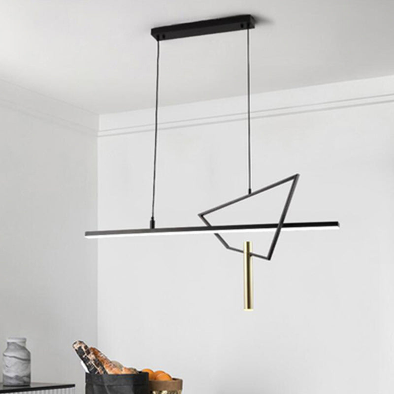 Geometric Island Lights Modern Lighting Chandelier Metal 2 Light Island Lamps in Black