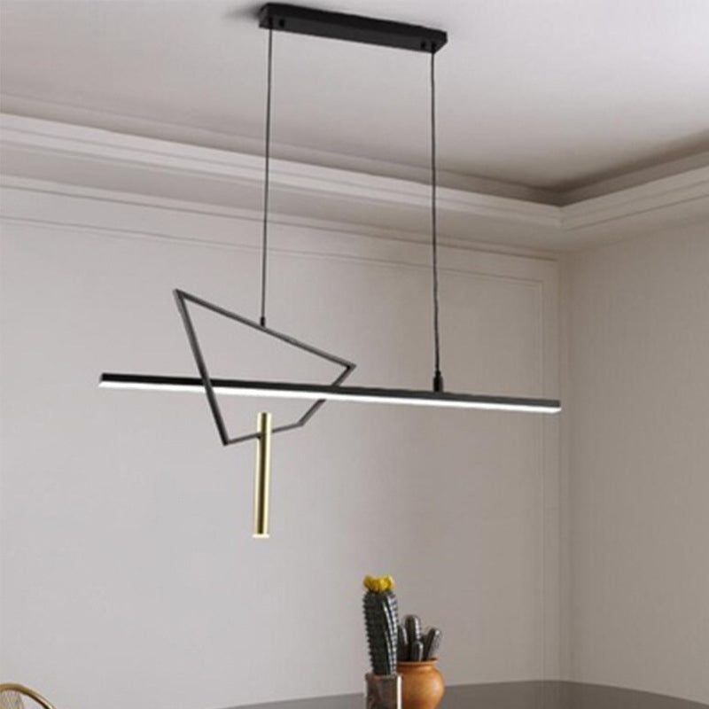 Geometric Island Lights Modern Lighting Chandelier Metal 2 Light Island Lamps in Black