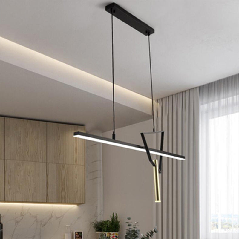 Geometric Island Lights Modern Lighting Chandelier Metal 2 Light Island Lamps in Black