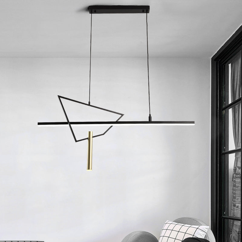 Geometric Island Lights Modern Lighting Chandelier Metal 2 Light Island Lamps in Black