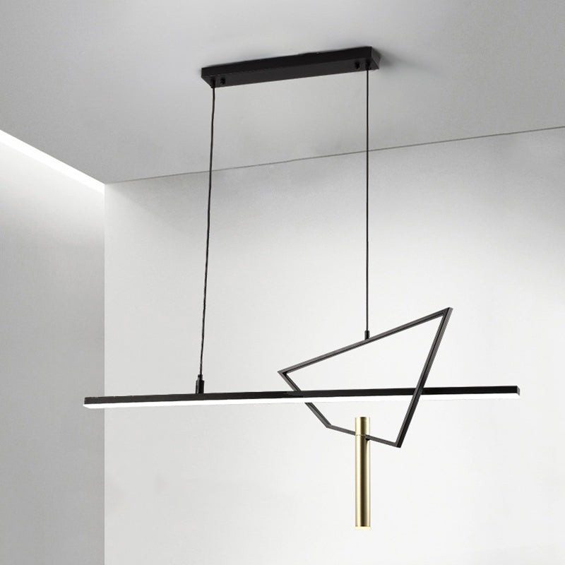 Geometric Island Lights Modern Lighting Chandelier Metal 2 Light Island Lamps in Black