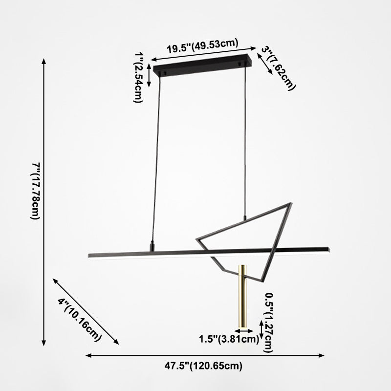 Geometric Island Lights Modern Lighting Chandelier Metal 2 Light Island Lamps in Black