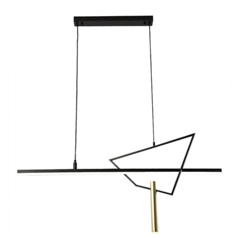 Geometric Island Lights Modern Lighting Chandelier Metal 2 Light Island Lamps in Black