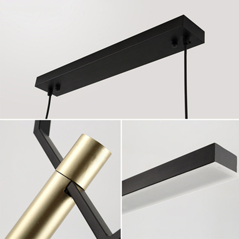 Geometric Island Lights Modern Lighting Chandelier Metal 2 Light Island Lamps in Black