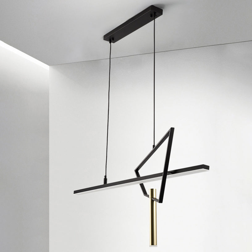 Geometric Island Lights Modern Lighting Chandelier Metal 2 Light Island Lamps in Black