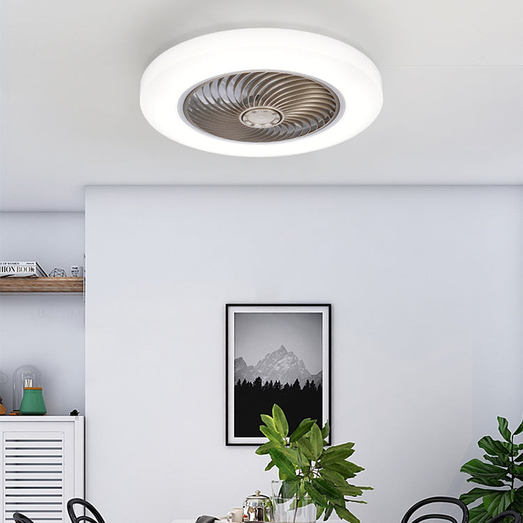 Acryl weiße LED -Deckenventilatoren im modernen prägnanten Stil Eisen kreisförmiger Flush -Mount für Schlafzimmer