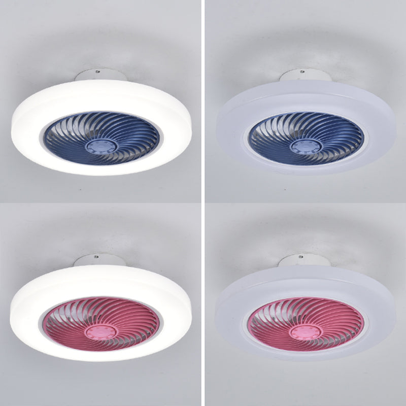 Acryl weiße LED -Deckenventilatoren im modernen prägnanten Stil Eisen kreisförmiger Flush -Mount für Schlafzimmer