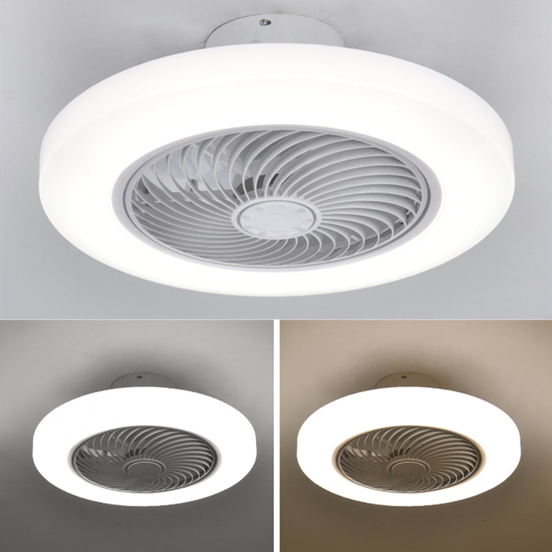 Acryl weiße LED -Deckenventilatoren im modernen prägnanten Stil Eisen kreisförmiger Flush -Mount für Schlafzimmer