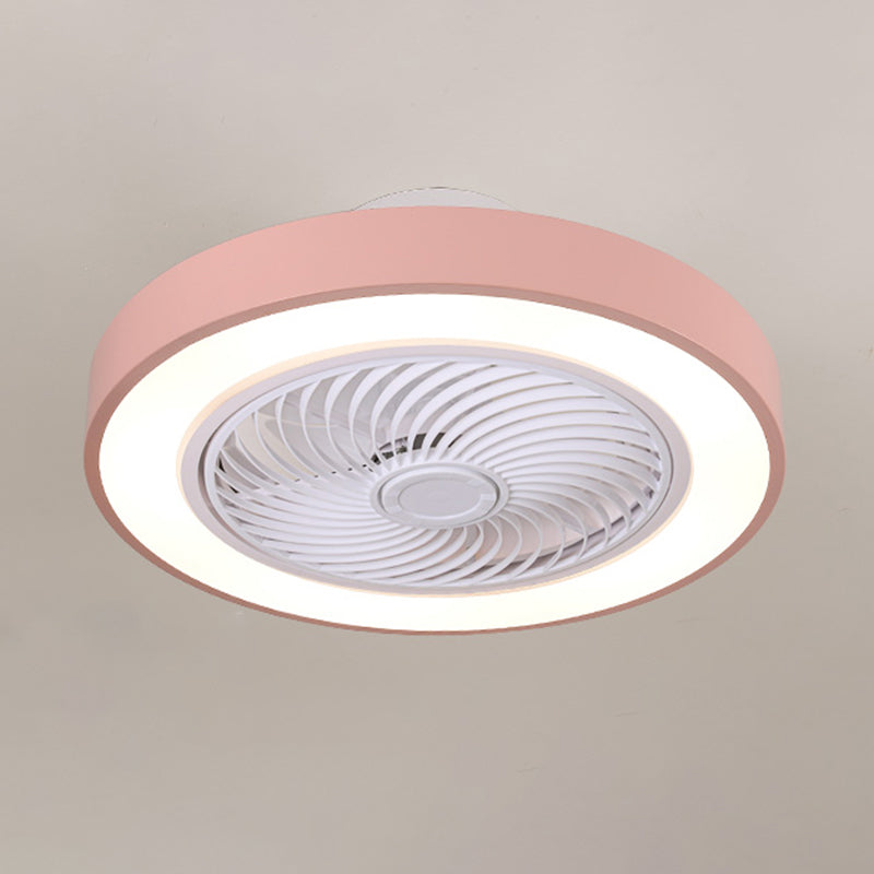 Moderne minimalistische LED -Makkaron Deckenventilator Leichter Eisenkreisendeckenleuchte mit Acrylschatten