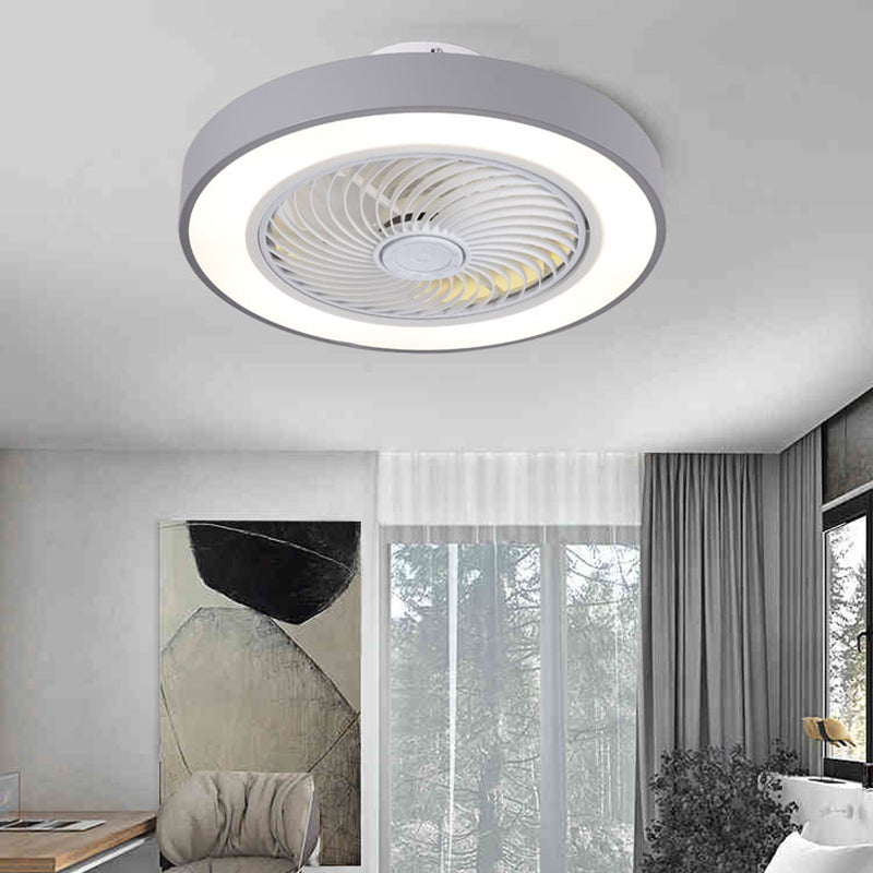 Moderne minimalistische LED -Makkaron Deckenventilator Leichter Eisenkreisendeckenleuchte mit Acrylschatten