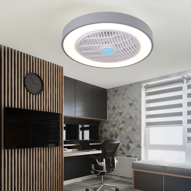 Moderne minimalistische LED -Makkaron Deckenventilator Leichter Eisenkreisendeckenleuchte mit Acrylschatten