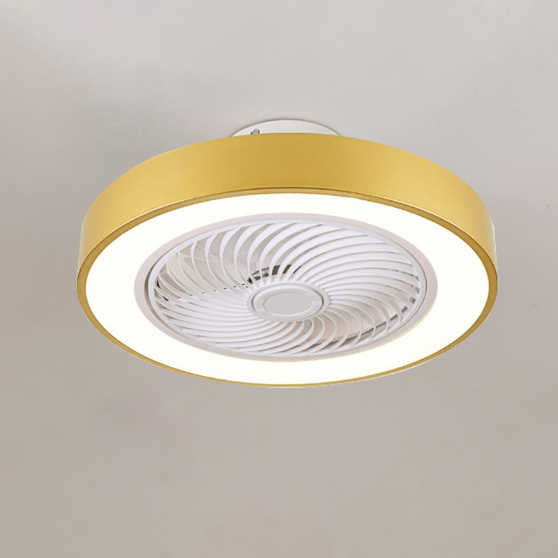Moderne minimalistische LED -Makkaron Deckenventilator Leichter Eisenkreisendeckenleuchte mit Acrylschatten