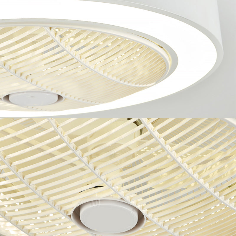 Moderne minimalistische LED -Makkaron Deckenventilator Leichter Eisenkreisendeckenleuchte mit Acrylschatten