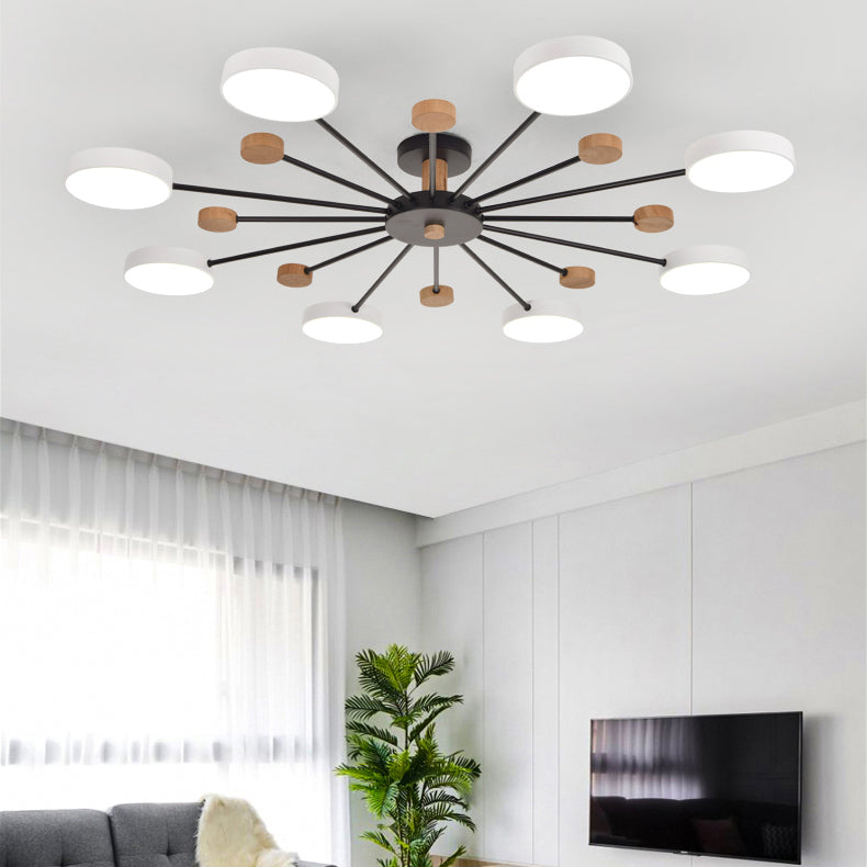 Multi Lights Metal Hanging Ceiling Light Cylindrical Modern Style Chandelier Lamp